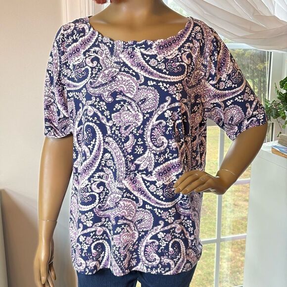 Talbots Purple Paisley Blouse - Picture 1 of 5
